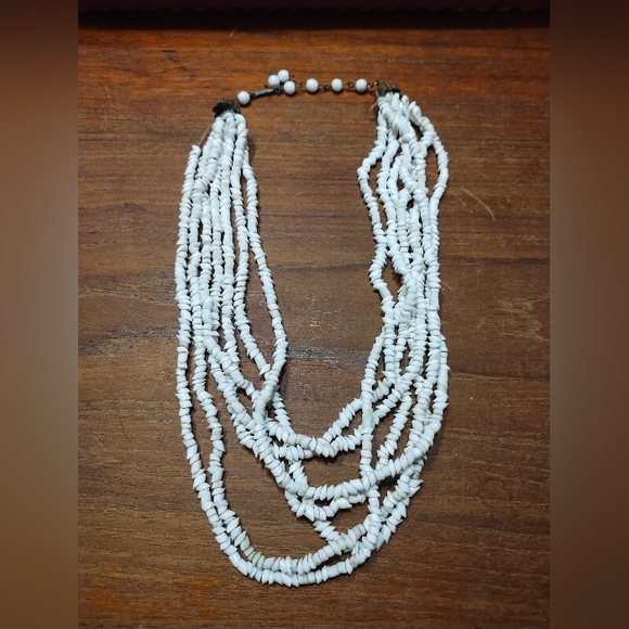 Vintage Multi-Strand Shell Necklace, White, 15 Inches, 2.5 Inch Extension - Picture 8 of 8
